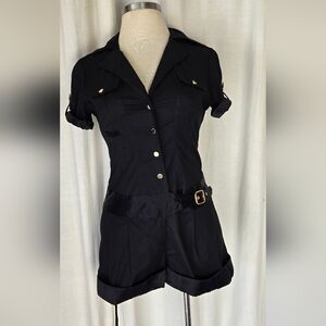 Bebe Black Silk Trim Romper Large